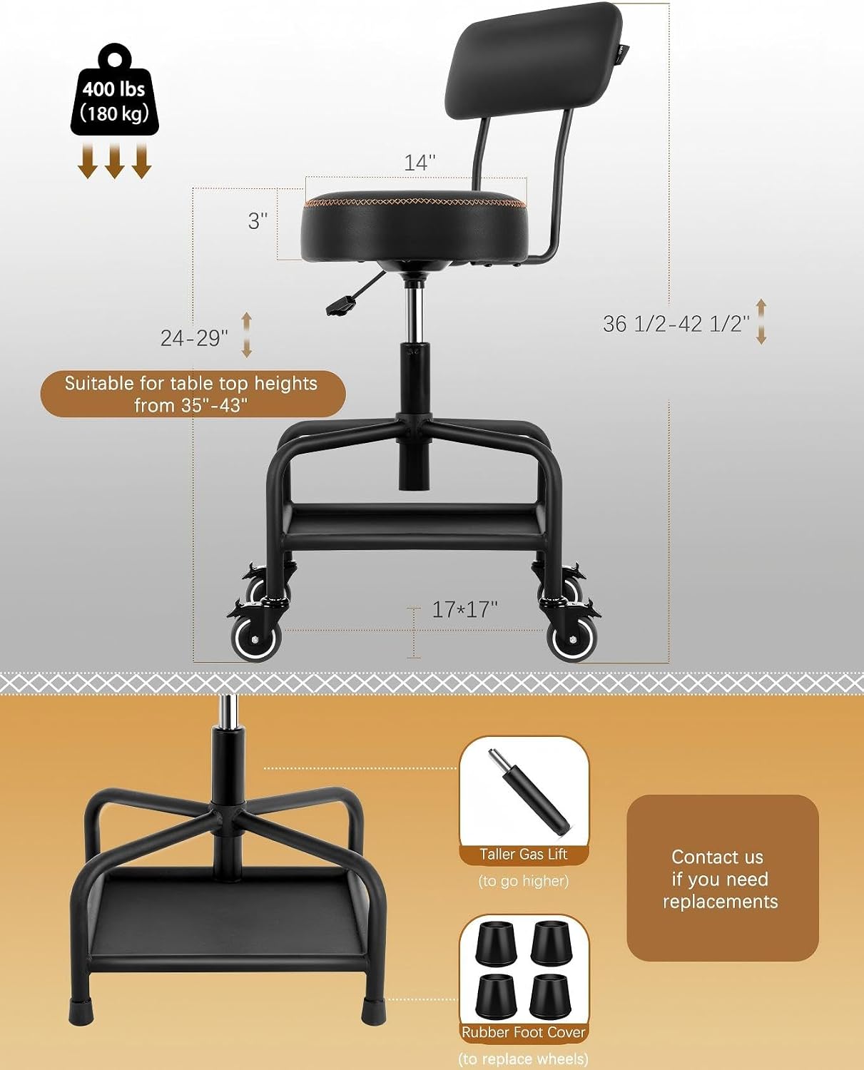 Rolling Garage Shop Stool With - Mechanical Tools In Workshop review and price